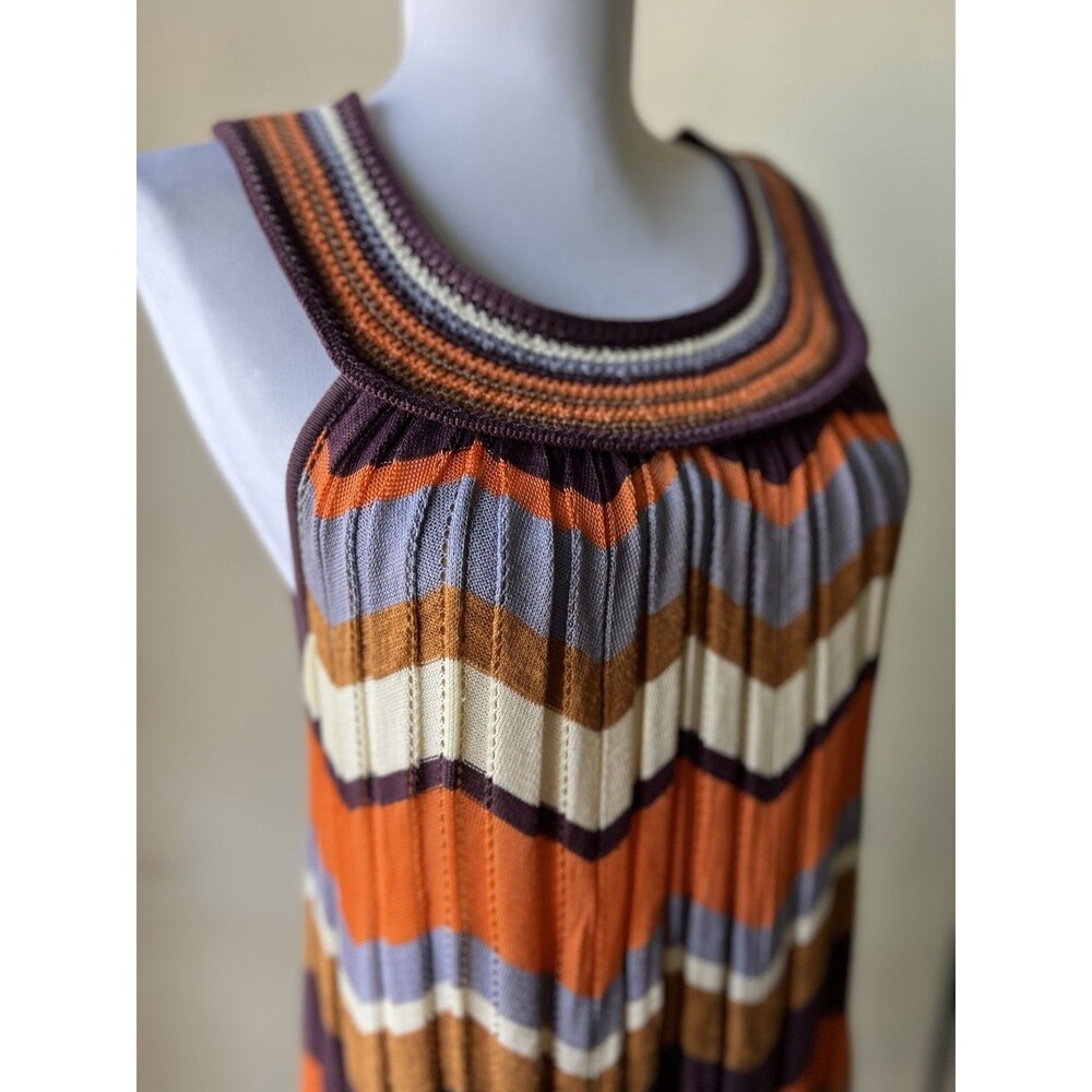 Missoni M Chevron Knit Sleeveless Knee Length Dress Orange Purple Blue - Picture 6 of 8